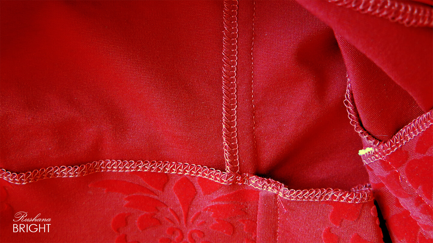 Evening Dress - Red Roses Velvet Gown Material from the Inside